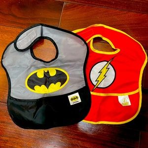 Two DC Superheroes Baby Bibs